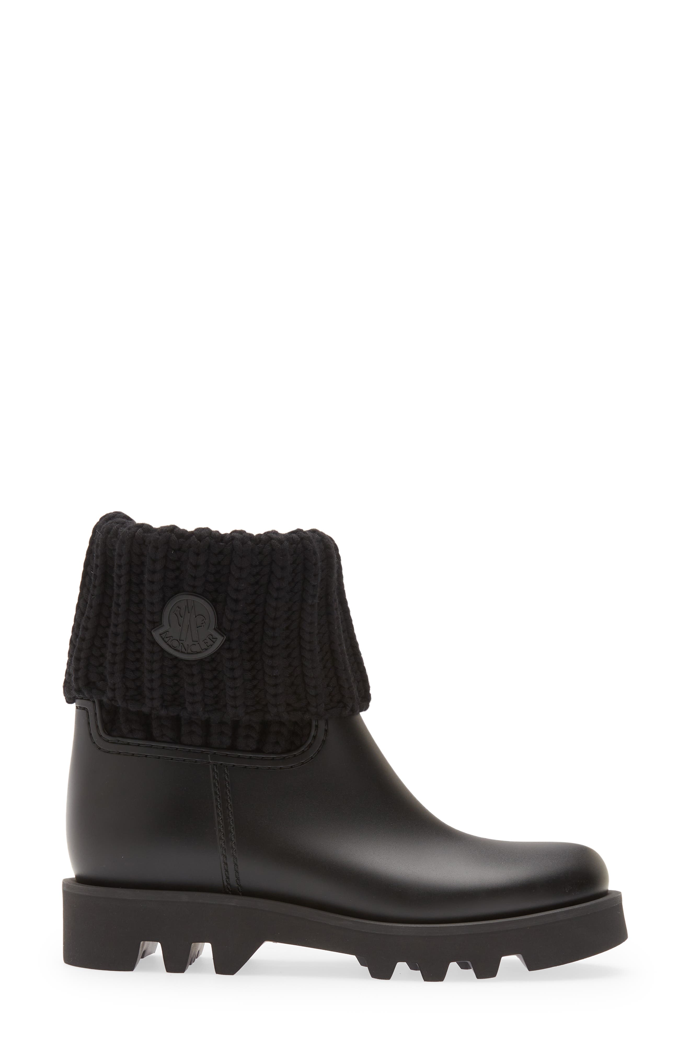Moncler Ginette Rain Boot, Alternate, color, Black