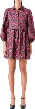 English Factory Floral Mini Shirtdress