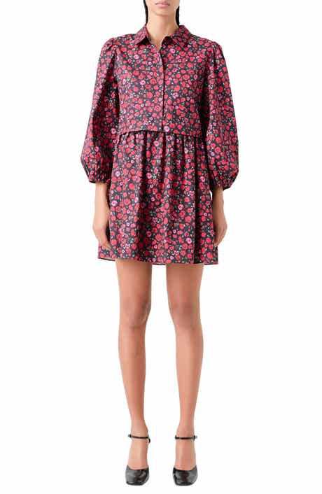 English Factory Floral Mini Shirtdress