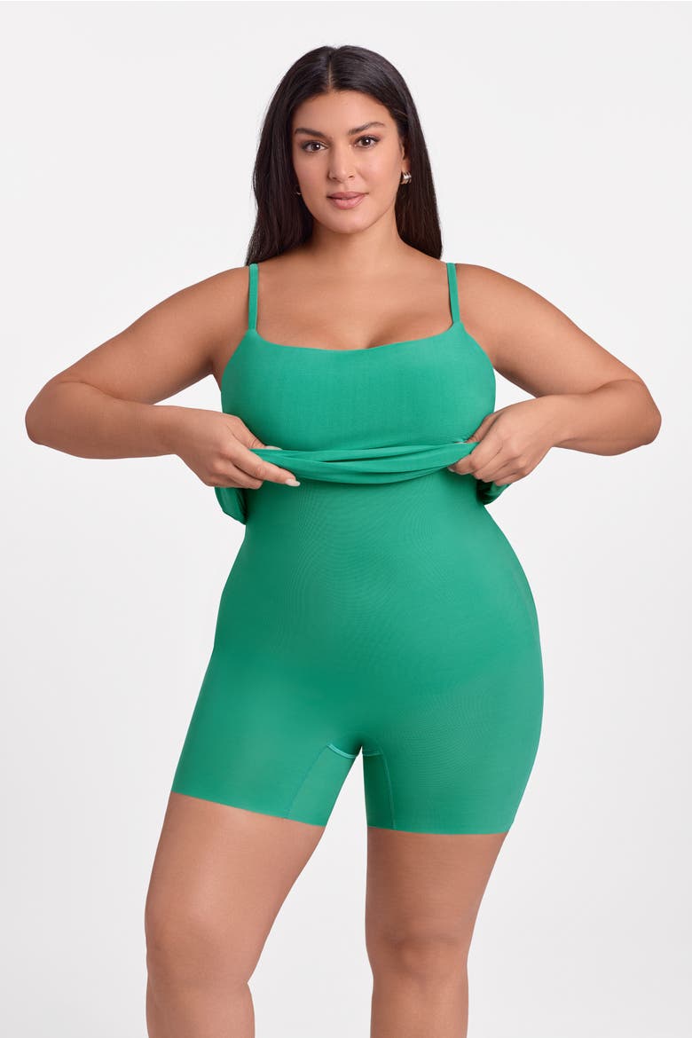 Sculpting Shapewear Square Neck Tank Midi Dress, Alternate, color, Jade
