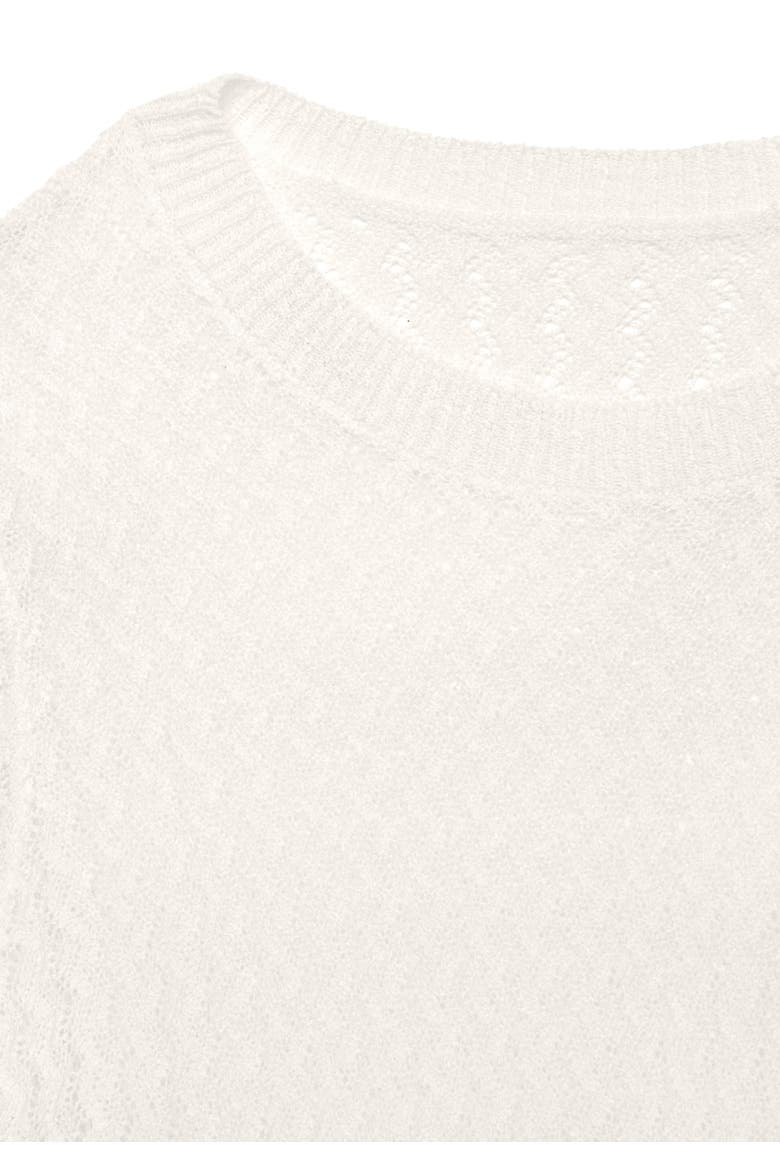 Open Knit Crew Neck Sweater, Alternate, color, Ivory