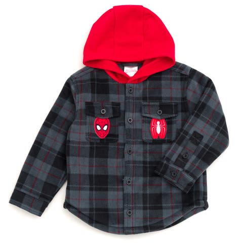 Spider-Man Fleece Hooded Shirt Jacket