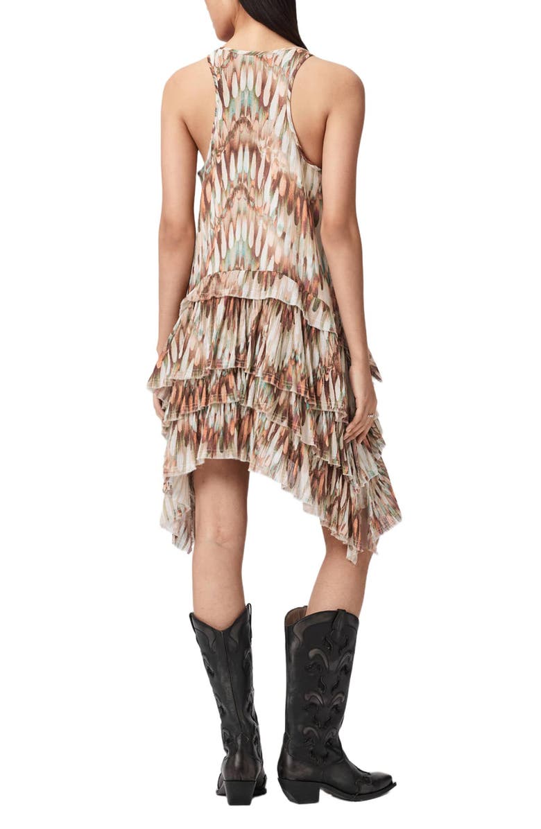 AllSaints Cavarly Tiered Asymmetric Hem Cotton Dress, Alternate, color, Oceano Soft Pink