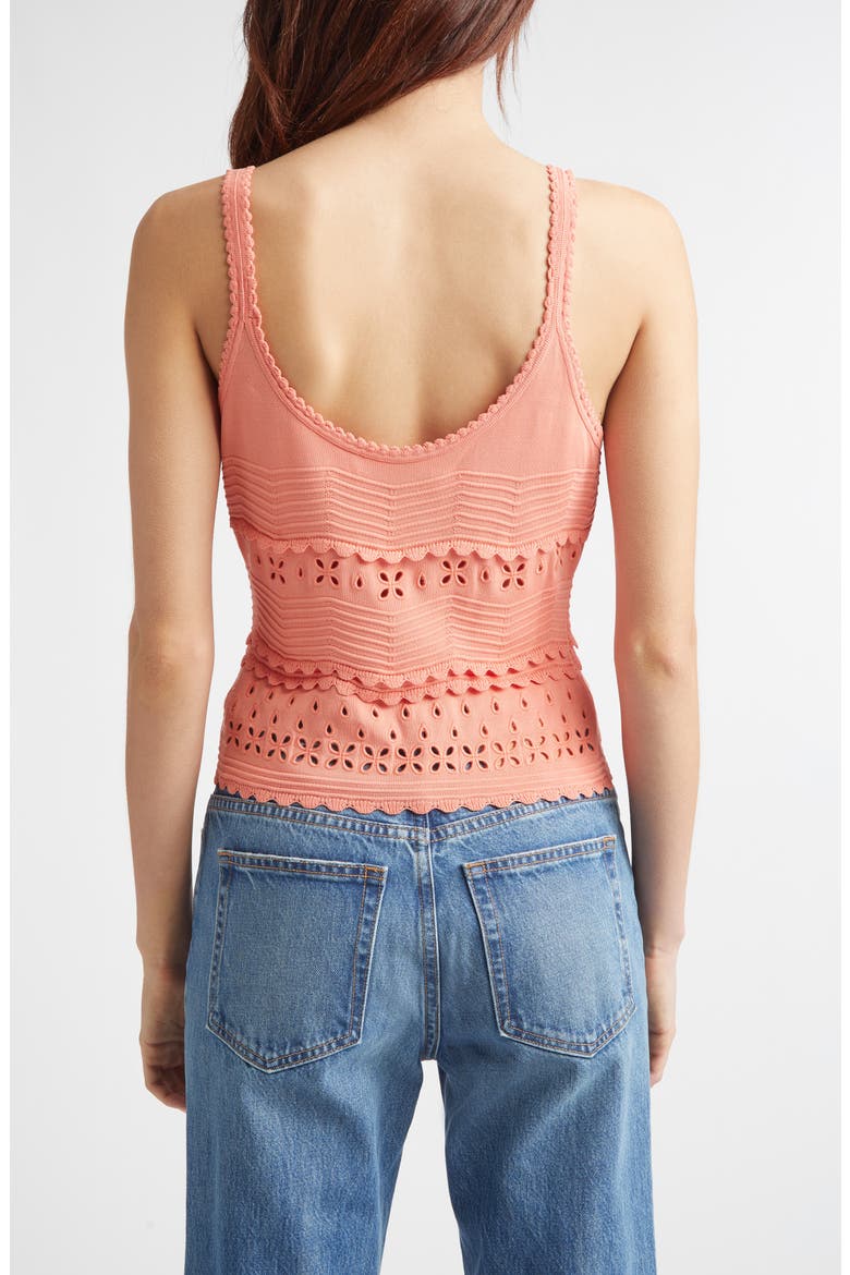 Sea Eyelet Camisole, Alternate, color, CORAL PEONY
