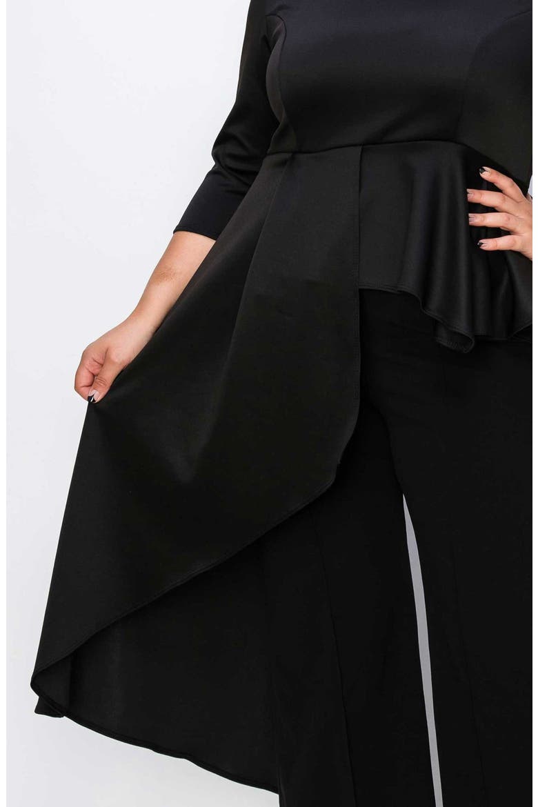 Sanctuary Asymmetric Peplum Top, Alternate, color, BLACK
