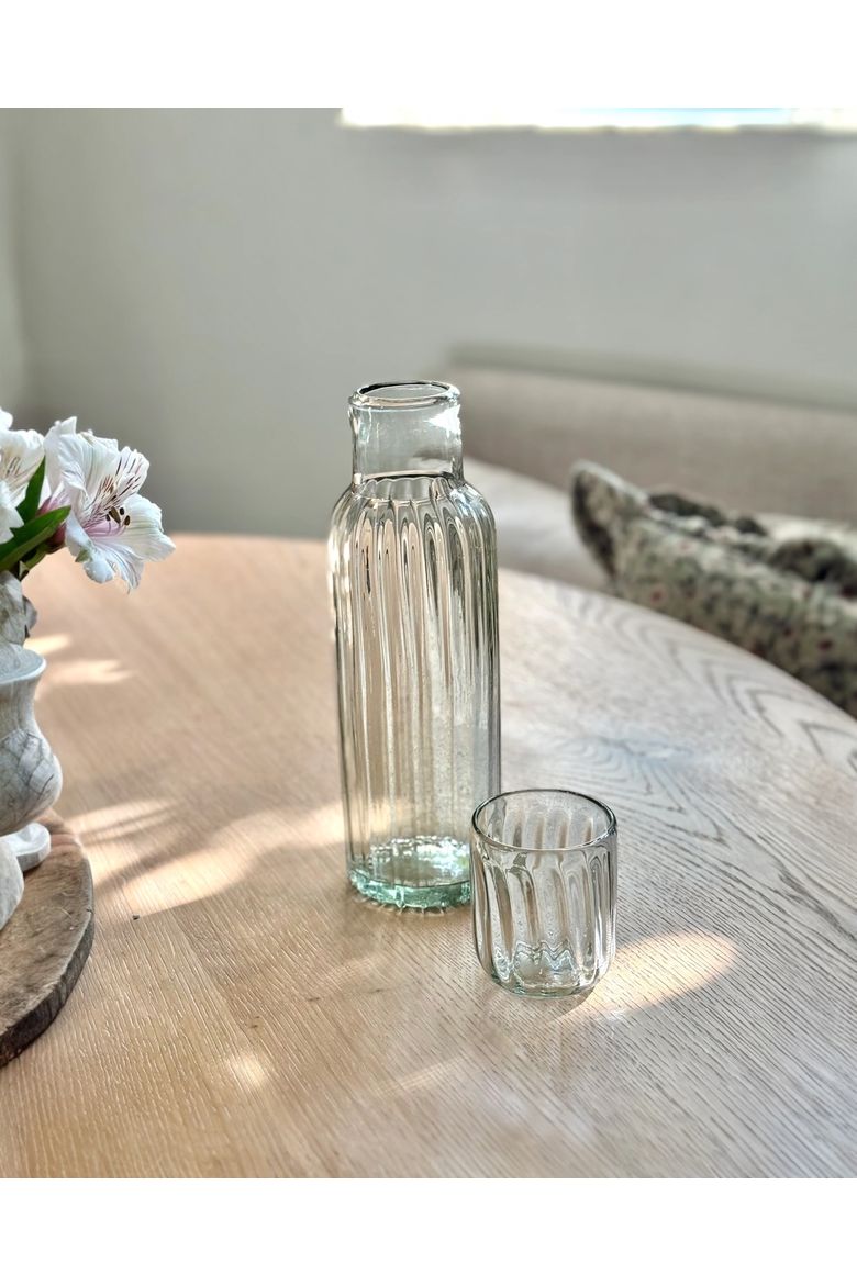 Fluted Tall Carafe Set, Alternate, color, Black