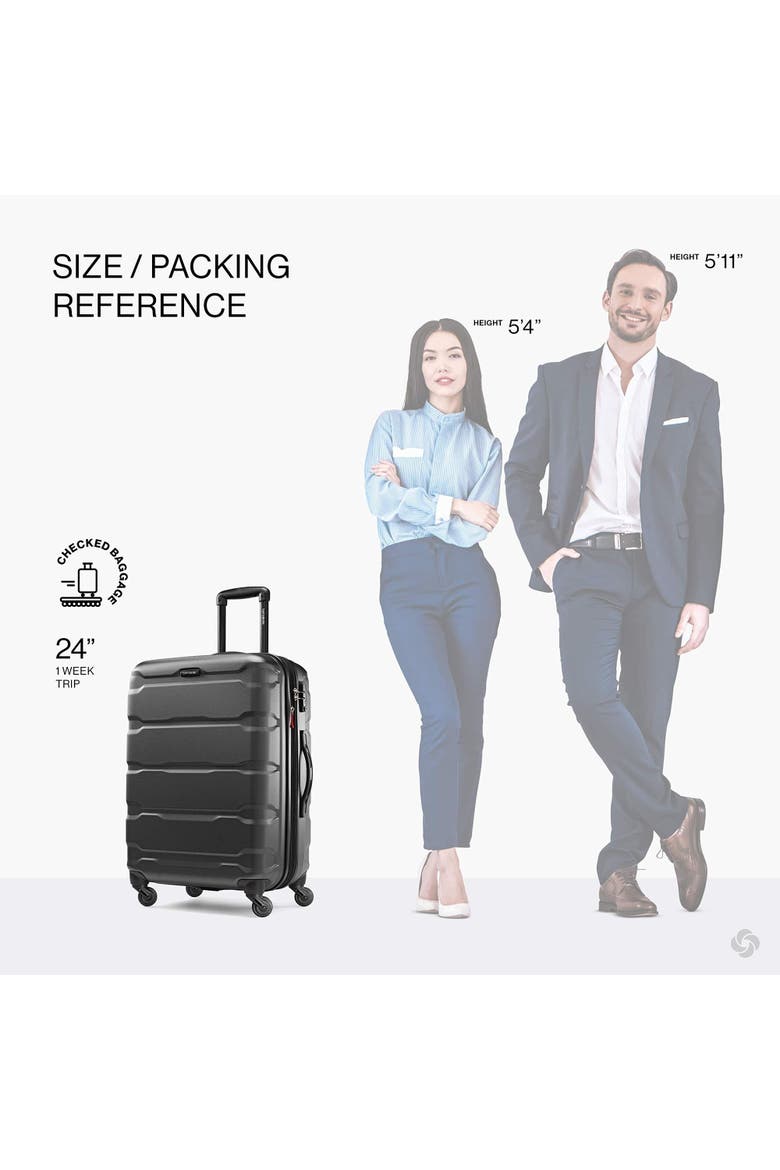 Omni PC Hardside Expandable 24" Medium Checked Spinner Luggage, Alternate, color, Black