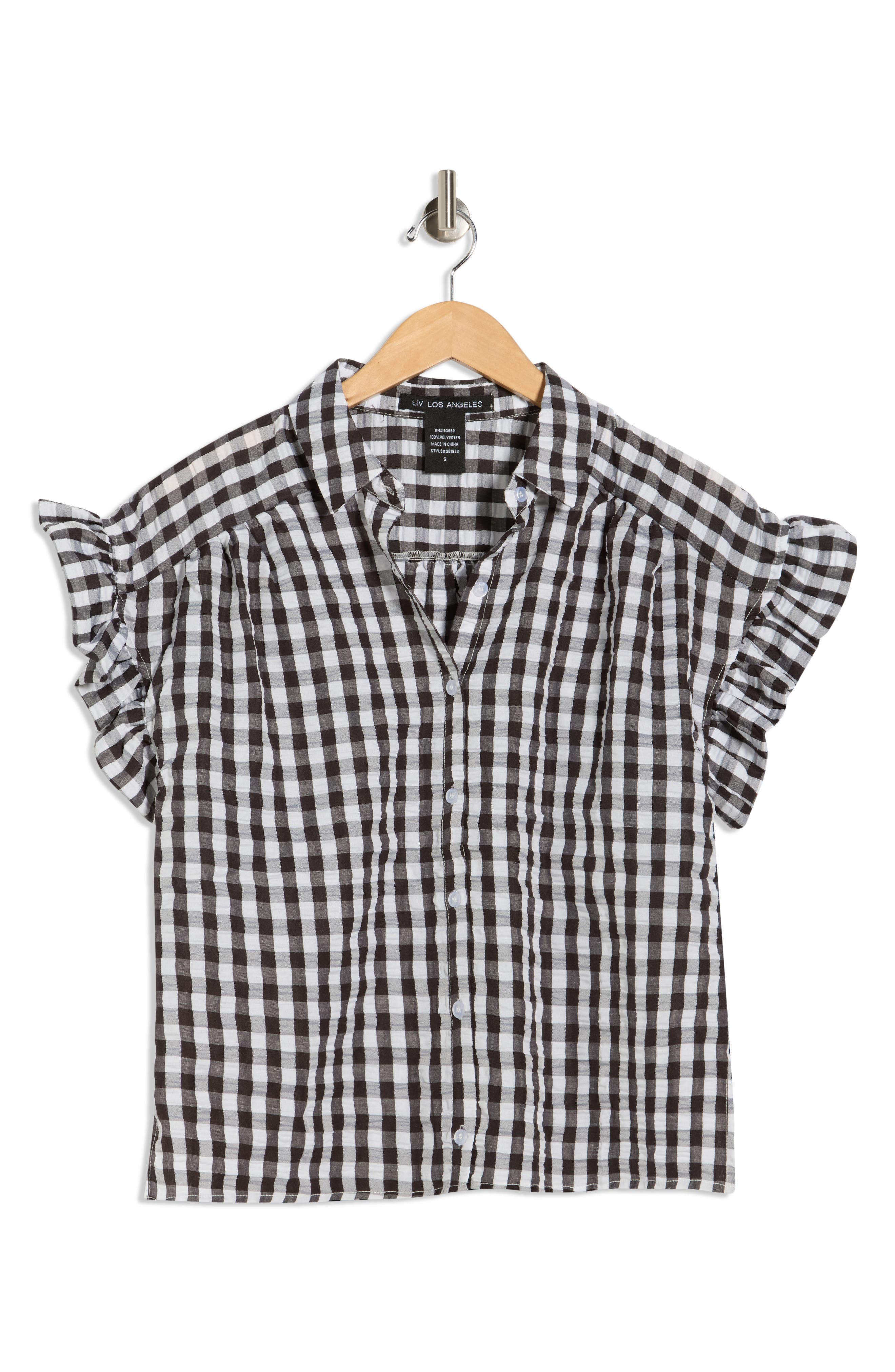 Forgotten Grace Gingham Short Sleeve Seersucker Button-Up Shirt