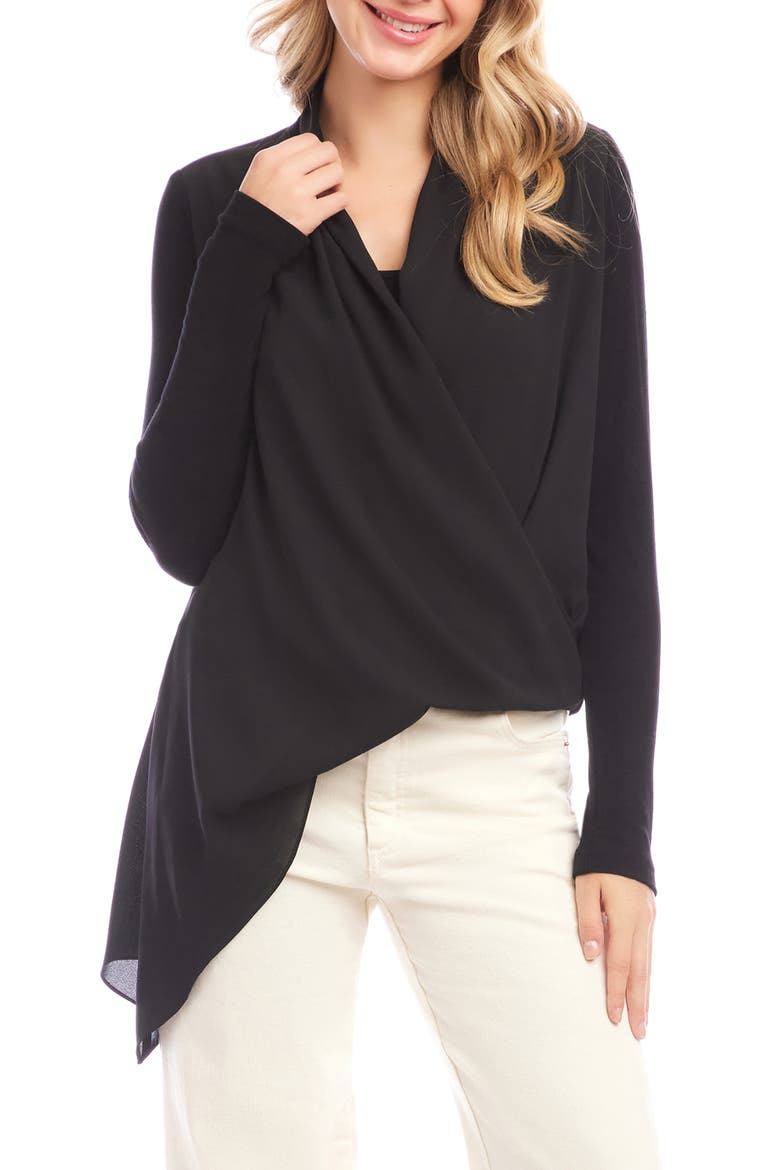 Layered Wrap Front Top, Main, color, BLACK