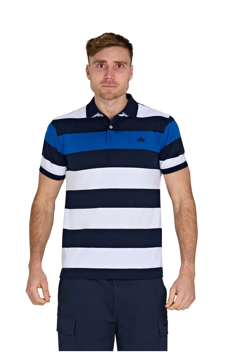 Raging Bull Jersey Contrast Panel Polo, Main, color, Navy