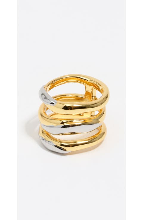 Textured Two-Tone Triple Ring