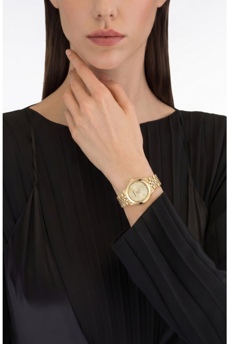Mini Duo Diamond Bracelet Watch, 25mm, Alternate, color, IP YELLOW GOLD