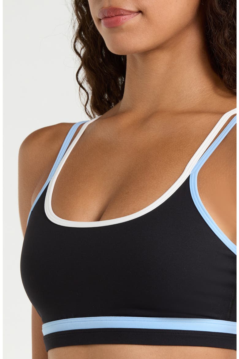 Eva Rigor Double Strap Sports Bra, Alternate, color, BLACK/ SKYLIGHT