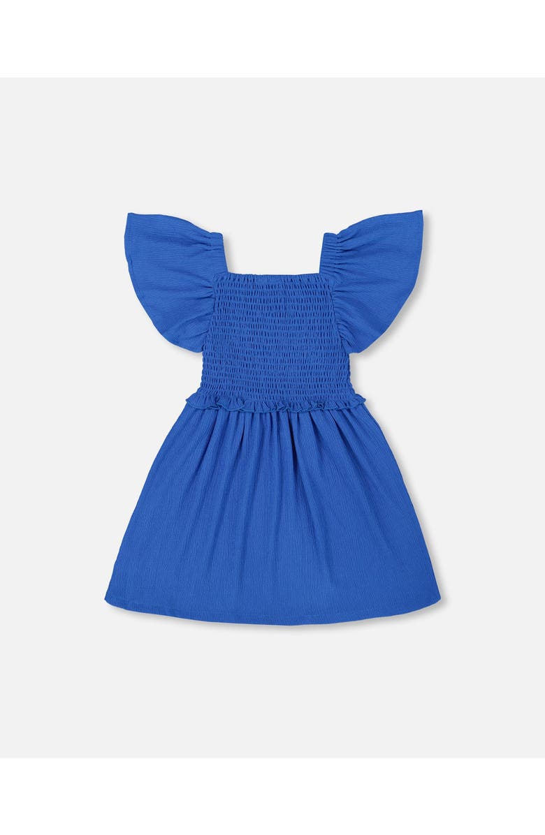Deux par Deux Girl's Textured Smocked Dress Royal Blue, Alternate, color, Royal Blue