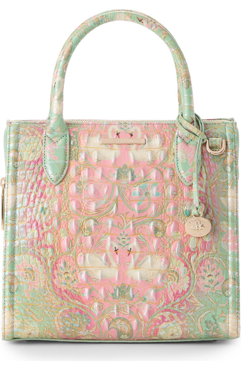 Brahmin Small Caroline Croc Embossed Leather Satchel, Alternate, color, Odette Ombre Melbourne