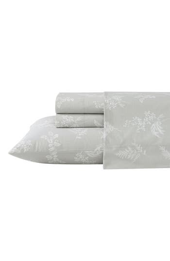 Stone Cottage Foliage 200 Thread Count Cotton Percale Sheet Set In Gray