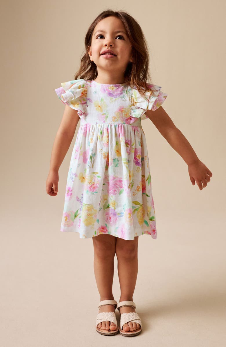 NEXT Kids' Romantic Floral Ruffle Dress, Alternate, color, Pink