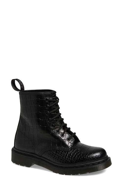 Dr. Martens 1460 Croc Embossed Combat Boot In Black
