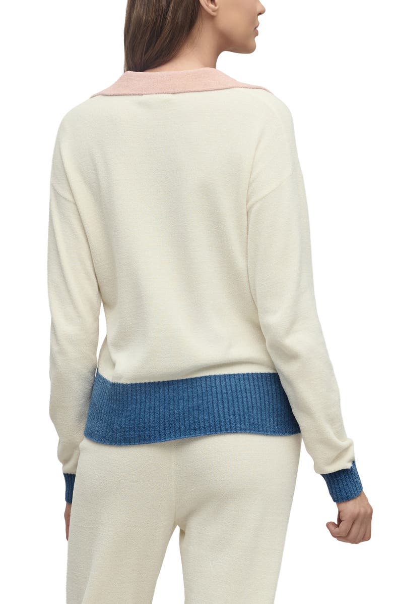 Barefoot Dreams<sup>®</sup> CozyChic<sup>®</sup> Ultra Lite<sup>®</sup> Heart Accent Johnny Collar Lounge Top, Alternate, color, Cream Multi
