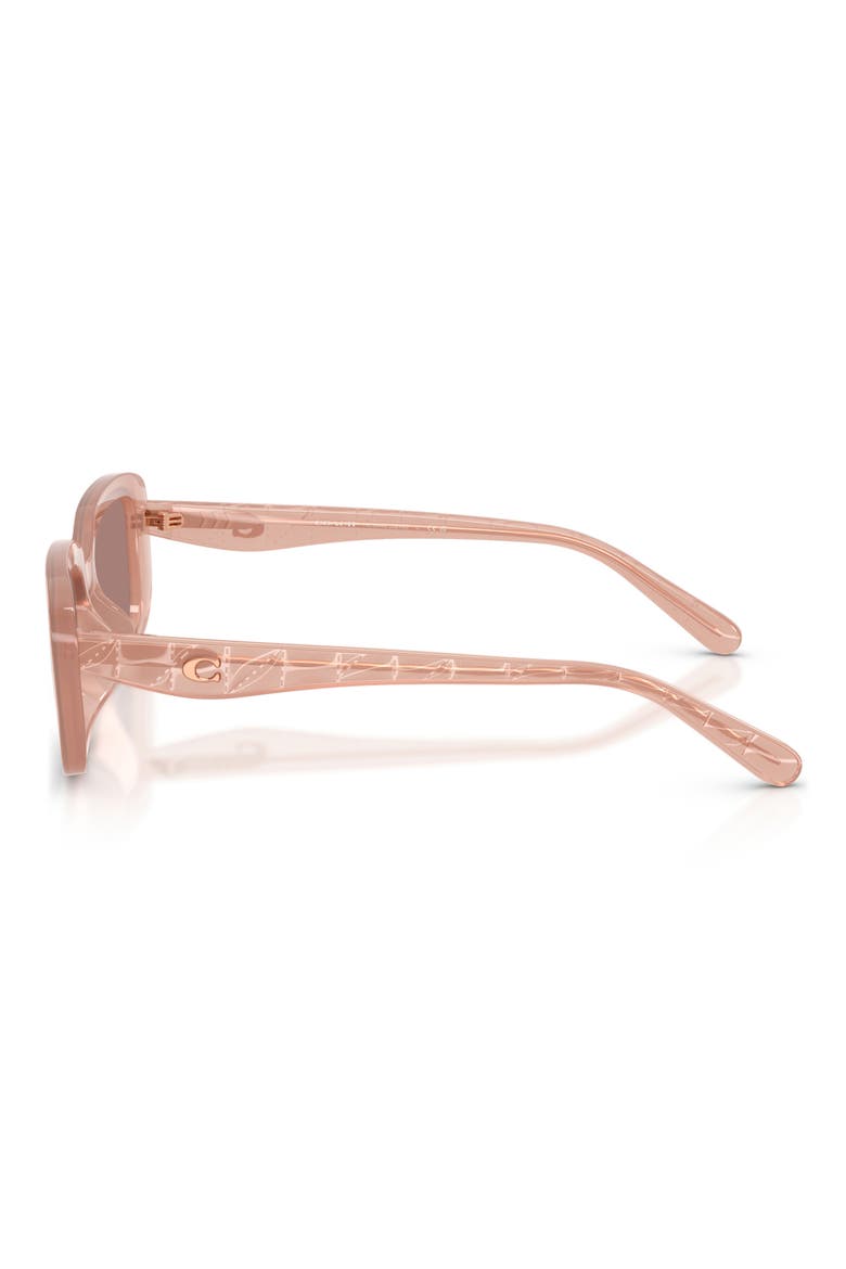 57mm Rectangular Sunglasses, Alternate, color, MILKY PINK / LIGHT BROWN SOLID