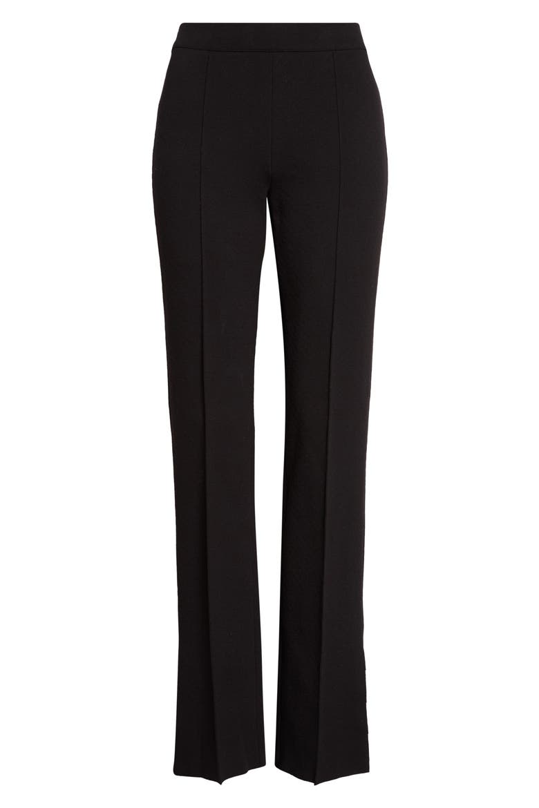 Theo High Waist Mini Check Bootcut Pants, Main, color, BLACK