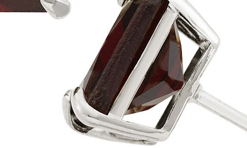 Fuzion Creations Princess Cut Stud Earrings In Garnet