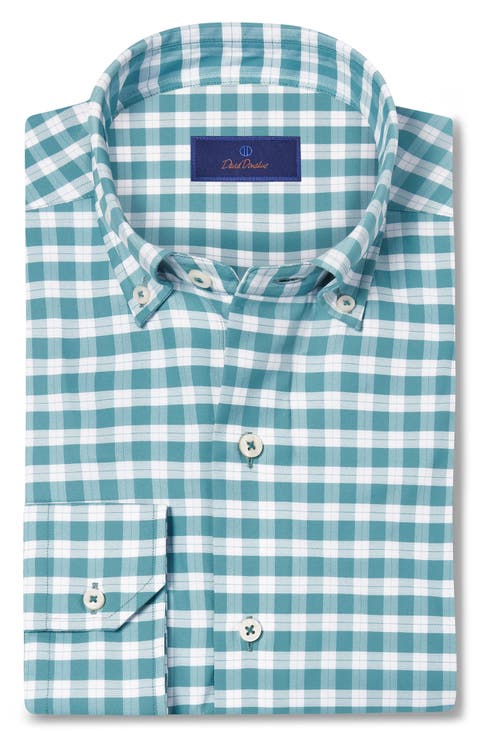 Performance Casual Plaid Print Button-Up Shirt