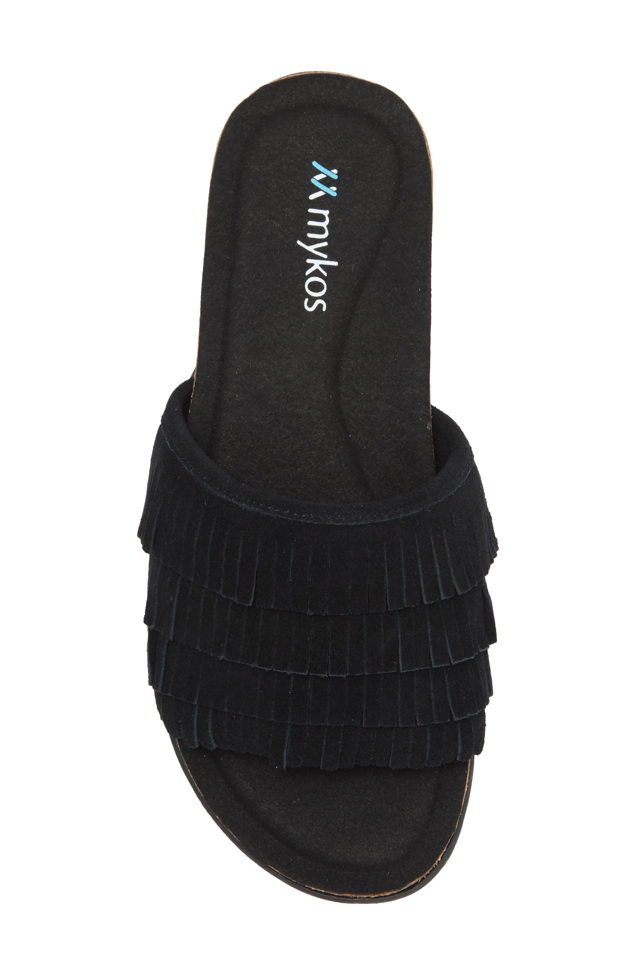 Mykos Clea Fringe Sandal, Alternate, color, Black