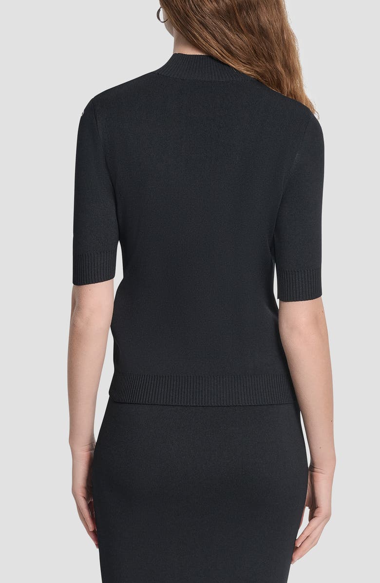 DKNY Cutout Grommet Mock Neck Sweater, Alternate, color, Black