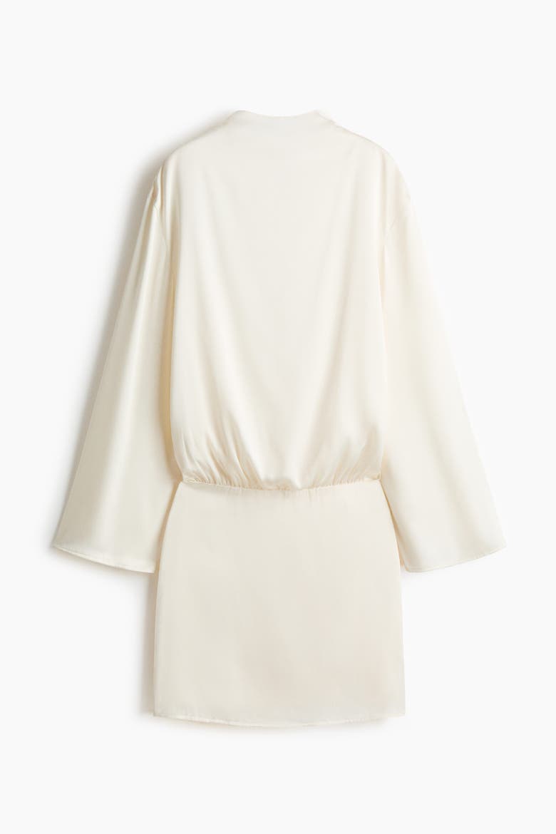 Draped Satin Dress, Alternate, color, Cream