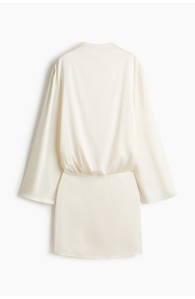 H&M Draped Satin Dress, Alternate, color, Cream