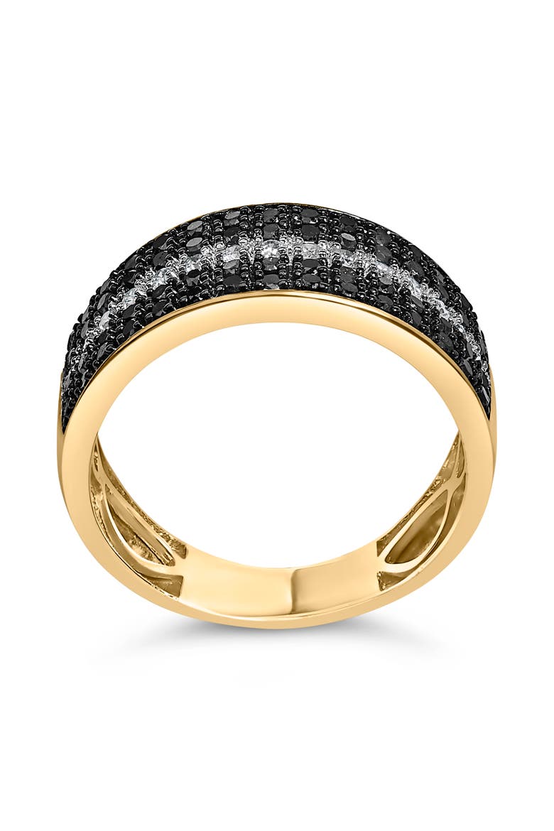 Men's 10K Yellow Gold 1.00 ctw White and Black Diamond Cluster Ring, Alternate, color, Yellow Gold
