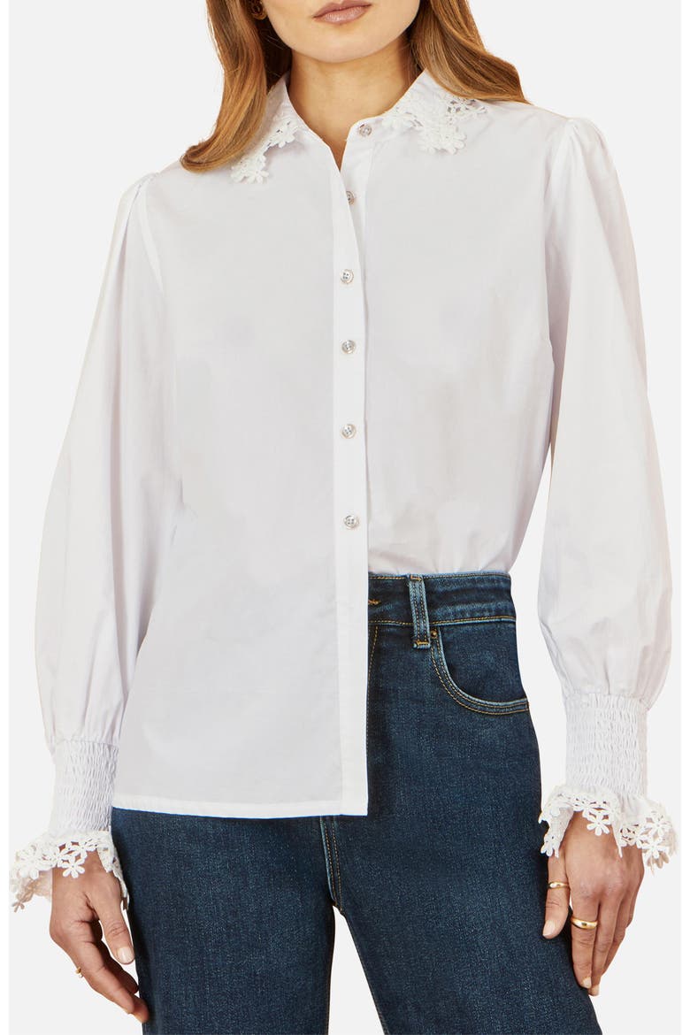 Lace Trim Shirt, Alternate, color, White