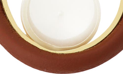 Panacea Leather Faux Pearl Hoop Earrings In Brown
