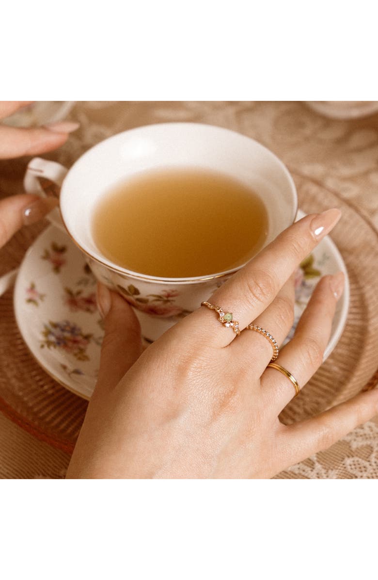 MADE BY MARY Lumi Flora Ring, Alternate, color, Gold Vermeil / Green