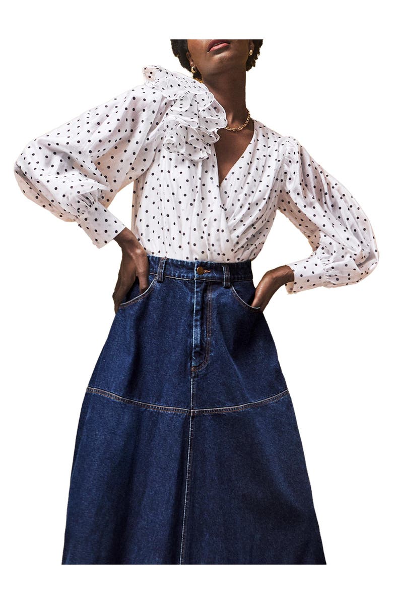 Ro&Zo Mini Spot Frill Detail Bodysuit, Alternate, color, White