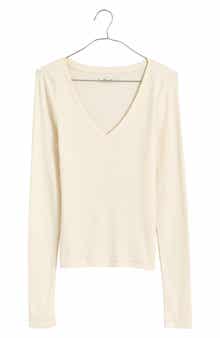 Long Sleeve V-Neck Rib Top