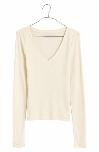 Long Sleeve V-Neck Rib Top