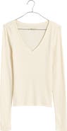 Madewell Long Sleeve V-Neck Rib Top