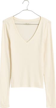 Madewell Long Sleeve V-Neck Rib Top