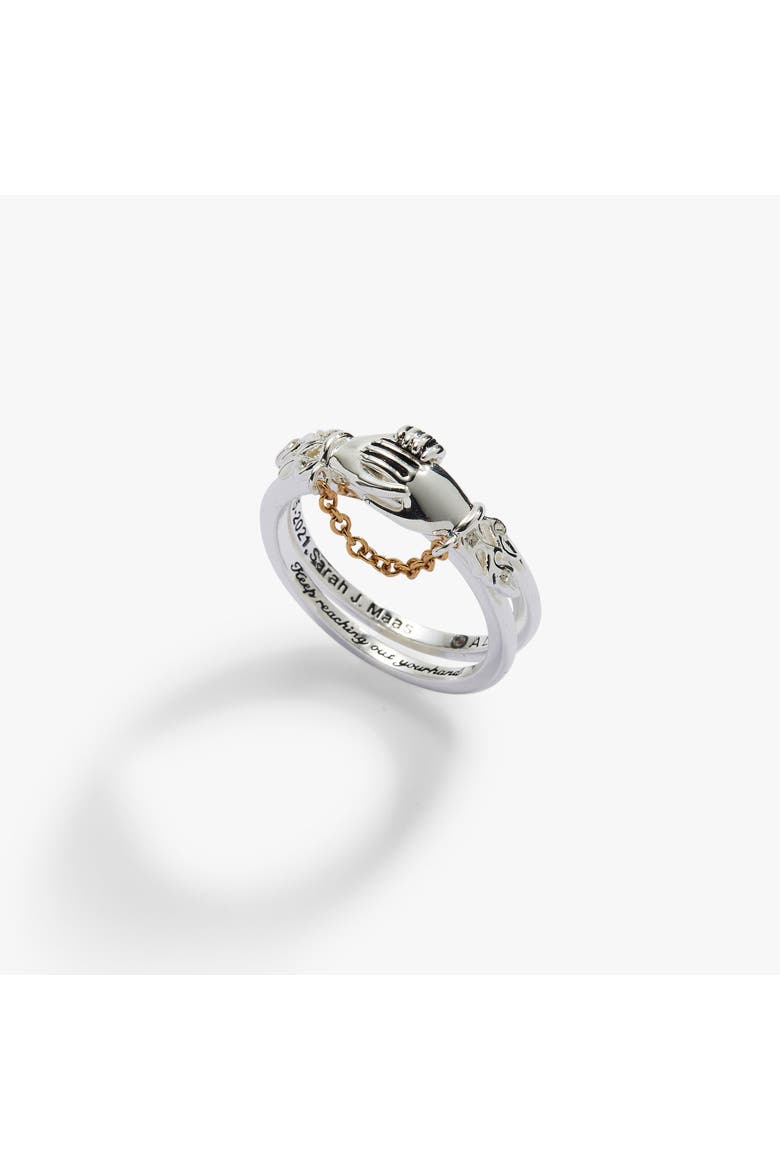 A Court of Thorns and Roses 'Keep Reaching Out Your Hand' Nesta & Cassian Ring Set of 2, Alternate, color, Silver