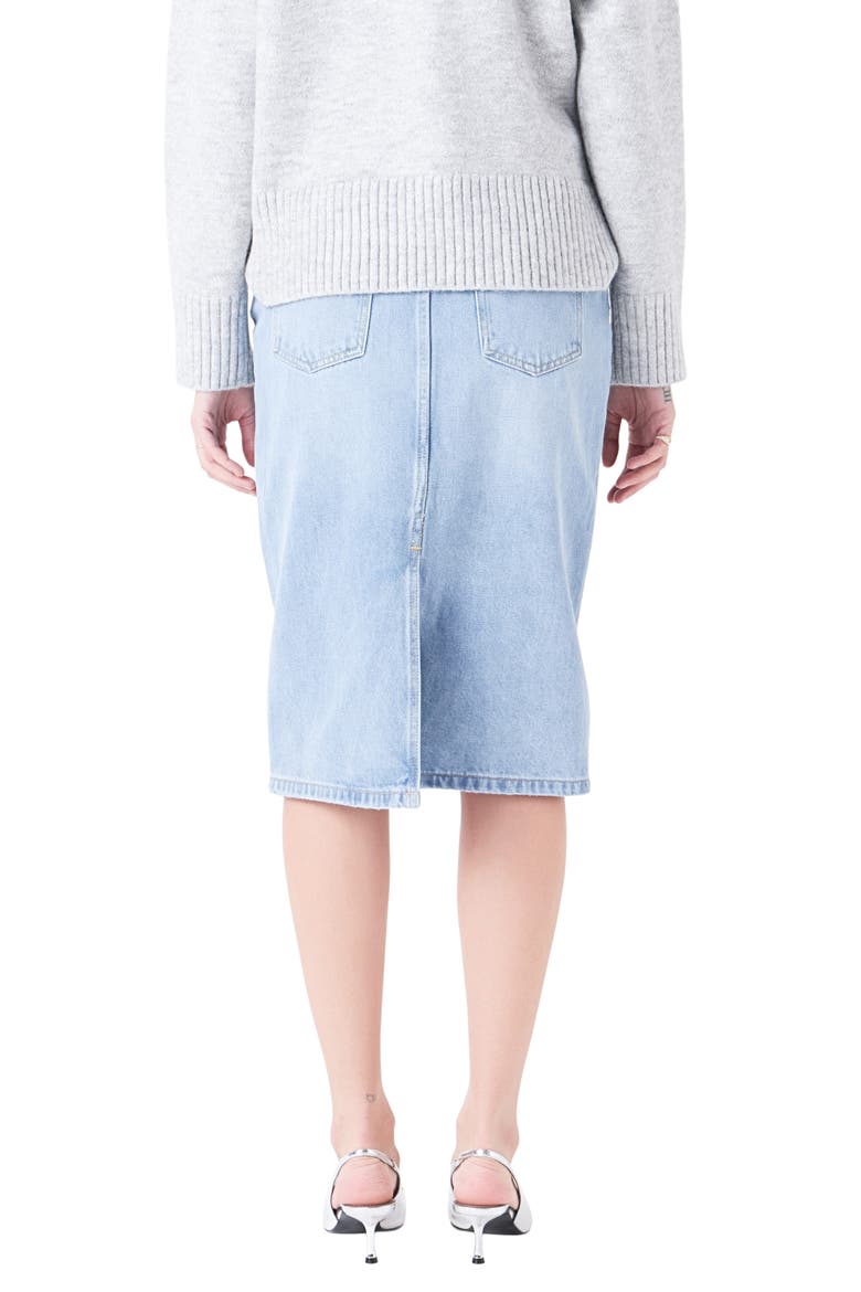 Denim Midi Skirt, Alternate, color, BLUE