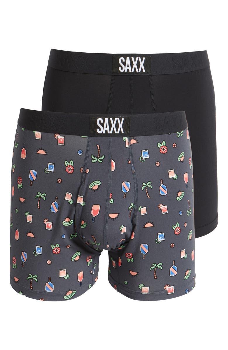 SAXX Assorted 2-Pack Ultra Super Soft Boxer Briefs, Main, color, Pickleball Paradise/ Black