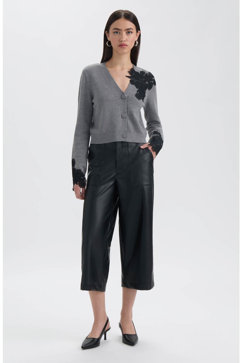 Floral Appliqué Cardigan, Alternate, color, MEDIUM GREY MIX