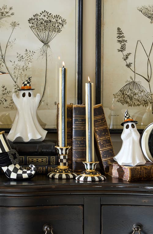 Mackenzie-childs Mackenzie Childs Courtly Illuminated Set Of 2 Ghost Figurines In White