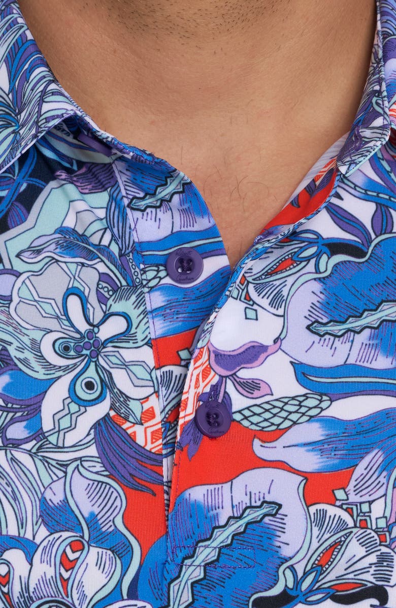 Robert Graham Roxberry Floral Performance Polo, Alternate, color, Purple