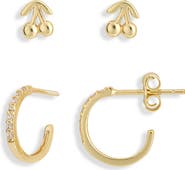ARGENTO VIVO Cherry Stud & Hoop Earrings Set
