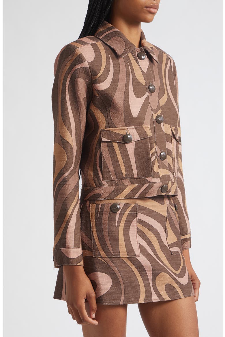 Nyx Abstract Crop Jacket, Alternate, color, SEPIA BROWN MULTI ABSTRACT