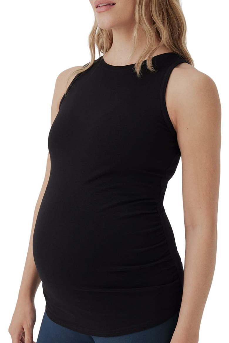 Organic Maternity Everyday Tank, Alternate, color, Black