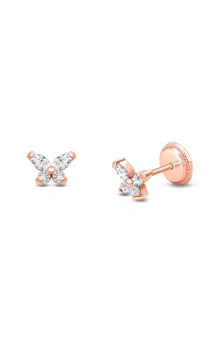 Tiny Blessings 14K Gold Tiny Marquise Butterfly Studs Screw Back Earrings, Alternate, color, 14K Rose Gold
